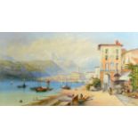 SYDNEY LAWRENCE (1858-1940) VIEW AT THE EDGE OF LAKE COMO, NORTHERN ITALY Signed, watercolour and