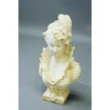 A WHITE MARBLE BUST of a fashionable lady, signed L. Morice, 27 3/4ins. (70.5cms.) high