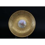 ROYAL WORCESTER SIGNED PLATE - HIGGINS painted with a central panel of Pheasants and rich gilded