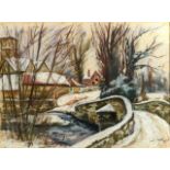 •PAUL LUCIEN MAZE (1887-1979) A SUSSEX LANE NEAR MANOR FARM, TREYFORD, IN WINTER Signed and dated