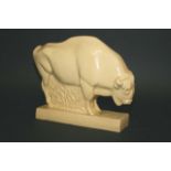 WEDGWOOD BISON - JOHN SKEAPING a model of a Bison with a coloured glaze, designed by John