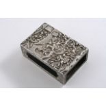 A LATE 19TH / EARLY 20TH CENTURY CHINESE MATCH BOX COVER oval with chased bamboo & lotus flowers /