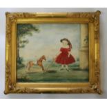 ENGLISH PROVINCIAL SCHOOL, Circa 1830 PORTRAITS OF THREE CHILDREN One depicted in a red dress,