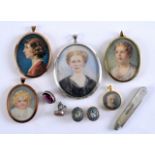 FOUR VARIOUS MINIATURE PORTRAITS on ivory,  viz. a child, signed & dated 1900; two of girls c.1920-