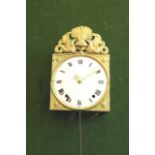 A COMPTOISE WALL CLOCK dial white enamel, the pierced and stamped cresting set with two