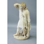 A WHITE MARBLE FIGURE of a fisherman, standing, gazing into the distance, signed Galli, 41 1/