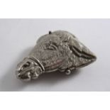 A RARE LATE VICTORIAN PLATED BRASS VESTA CASE which on one side resembles the head of a donkey and