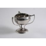 A 20TH CENTURY CHINESE THREE-HANDLED TROPHY CUP in the Art Nouveau taste, inscribed on one side "B.