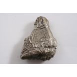 A RARE, LATE VICTORIAN PLATED BRASS VESTA CASE which on one side resembles the head of a donkey