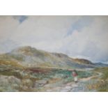 DAVID BATES (1840-1921) ON DOLWYDDELAN MOOR Signed, watercolour 24 x 34cm. ++ Generally good