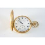 AN 18CT. GOLD HALF HUNTING CASED POCKET WATCH the white enamel dial signed The Sheffield