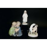 ROYAL COPENHAGEN FIGURES 3 figures, 707 Children with Dog, 922 Girl with book, and 498 Faun with
