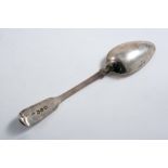 BY PAUL STORR: A George III Fiddle pattern tea spoon, engraved crest & initials, London 1812;  0.