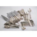 A 20TH CENTURY AMERICAN PART-SERVICE OF ROYAL DANISH PATTERN FLATWARE & CUTLERY: One table spoon,