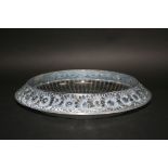 LALIQUE BOWL in the Marguerites design, with a border of flowers around the rim and a ridged back.