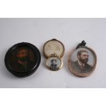A VICTORIAN COLOURED PHOTO PORTRAIT of a bearded gentleman in silvergilt frame 1893, a photo pendant