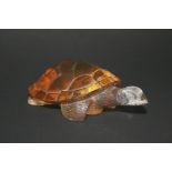 LALIQUE TURTLE an amber coloured glass Turtle. Etched mark, Lalique, France. 5 1/2ins (14cms) long