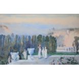 ANNE T. BENTHALL (Fl.c.1919) THE TERRACE, FRANCE Signed, inscribed verso, watercolour 31.5 x