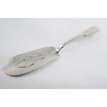 A VICTORIAN IRISH FIDDLE PATTERN FISH SLICE the blade pierced & engraved with a fish, maker's