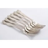 A SET OF SIX VICTORIAN KING'S HUSK PATTERN TABLE FORKS by George Adams, London 1846;  19.3 oz  (6)