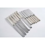 SIX VARIOUS ANTIQUE TABLE KNIVES & SIX SIDE KNIVES with stainless steel blades & Thread pattern