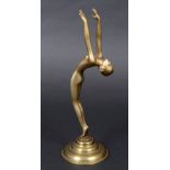 ART DECO BRONZE - LORENZL an Art Deco bronze figure of a dancer, which arms stretched upwards. On