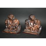 CARTER/STABLER/ADAMS - PAIR OF POOLE POTTERY BOOKENDS modelled as the Three Wise Monkeys, designed