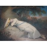 ADAM BUCK (1759-1833) PORTRAIT OF A LADY Reclining full length by a tree, holding a tambourine,