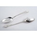 A PAIR OF GEORGE III WEST COUNTRY BRIGHT-CUT TABLE SPOONS Old English pattern, by Richard Ferris,