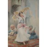 FABBIO FABBI (1861-1946) THE ARAB DANCER Signed, watercolour 43.5 x 29cm. ++ A little pale; needs
