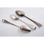 PICTURE-BACK TEA SPOONS: A pair with the Prince of Wales' Feathers below the drop, initialled "A"