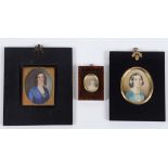 ....BARNARD Miniature portrait of a lady wearing blue dress, half length, on ivory, signed and dated