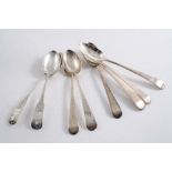 A SET OF SIX GEORGE III SCOTTISH DESSERT SPOONS Old English pattern, by Alexander Edmonston,