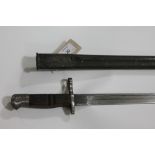 A 1913 PATTERN BAYONET. A Pattern 1913 Remington Bayonet, complete with scabbard, various military