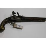 A FLINTLOCK PISTOL. A Gentlemans Holster pistol with Haper engraved on both barrel and lockplate.