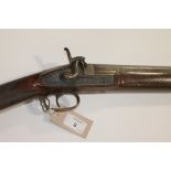A PERCUSSION SPORTING GUN. A 19thC Percussion fowling or sporting piece, with half stock and