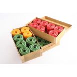 THREE BOXES OF EIGHT COLOURED WAX BOUGIES OR WAX COILS (red, green & yellow) for use with waxjacks &