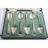 A SET OF SIX GEORGE III OLD ENGLISH PATTERN DESSERT SPOONS crested & initialled, by James Beebe,