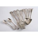 ASSORTED KING'S PATTERN: to include a set of five dessert spoons, two egg spoons & four table forks,