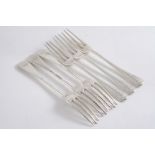 A SET OF SIX LATE VICTORIAN HANOVERIAN THREE-PRONG FORKS of intermediate size, crested, by John