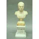 A CARVED ALABASTER BUST, PORTRAIT OF LT. GEN. THOMAS WILSON C.B. head and shoulders on pedestal base