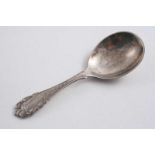 A MODERN DANISH ROSE PATTERN CADDY SPOON by Georg Jensen, with English import marks for London 1931;