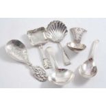 CADDY SPOONS: A handmade plated example with a beaded lug handle, by the Keswick School of