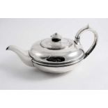 YORK: An early Victorian provincial tea pot of compressed circular form with a c-scroll handle, a