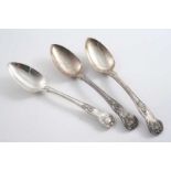 A SET OF THREE GEORGE IV / WILLIAM IV KING'S HONEYSUCKLE PATTERN TABLE SPOONS initialled, by