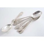 SIX VARIOUS DECORATIVE TABLE SPOONS with the badge of the Artist Rifles on the terminal, five of