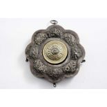 AN INTERESTING CHINESE PARCELGILT PENDANT ITEM of lobed circular outline with a rotating central