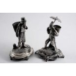 TWO 19TH CENTURY CONTINENTAL FIGURES (possibly toothpick holders); one in the form of a street