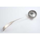 A GEORGE III / IV SCOTTISH PROVINCAL SOUP LADLE Fiddle pattern, by Thomas Stewart, Elgin (TS, ELN)