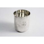 A LATE 18TH CENTURY FRENCH CYLINDRICAL BEAKER with an everting lip, a script monogram on one